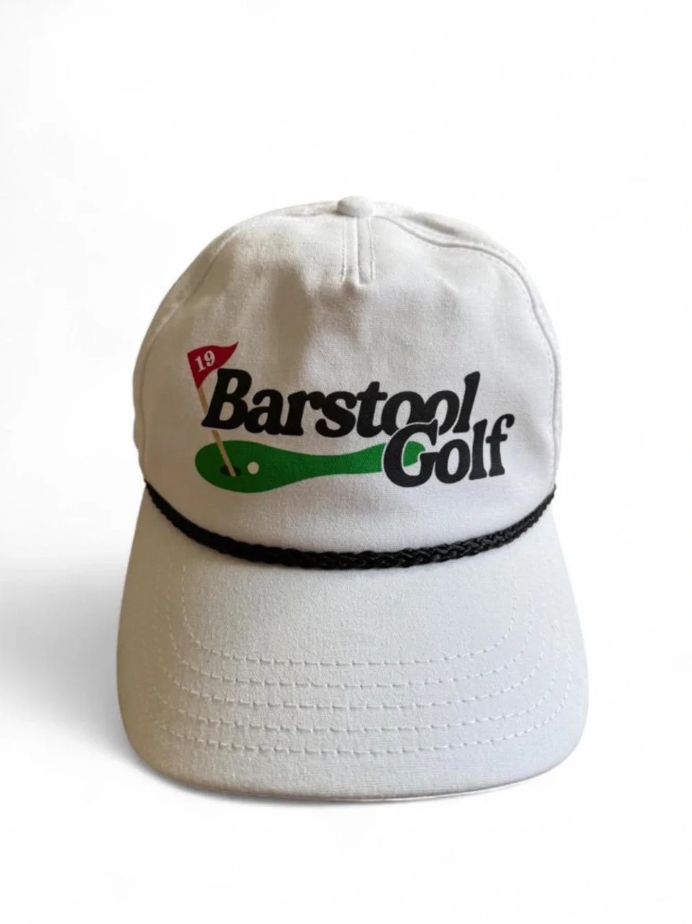 Barstool Golf White Rope-Trim Baseball Cap